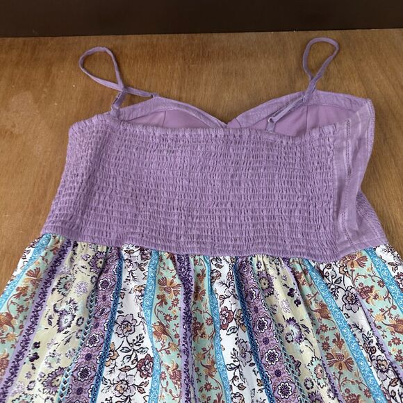 BOG Collective Boho Patchwork Jumpsuit Wide Leg Smocked Womens L - Picture 4 of 6